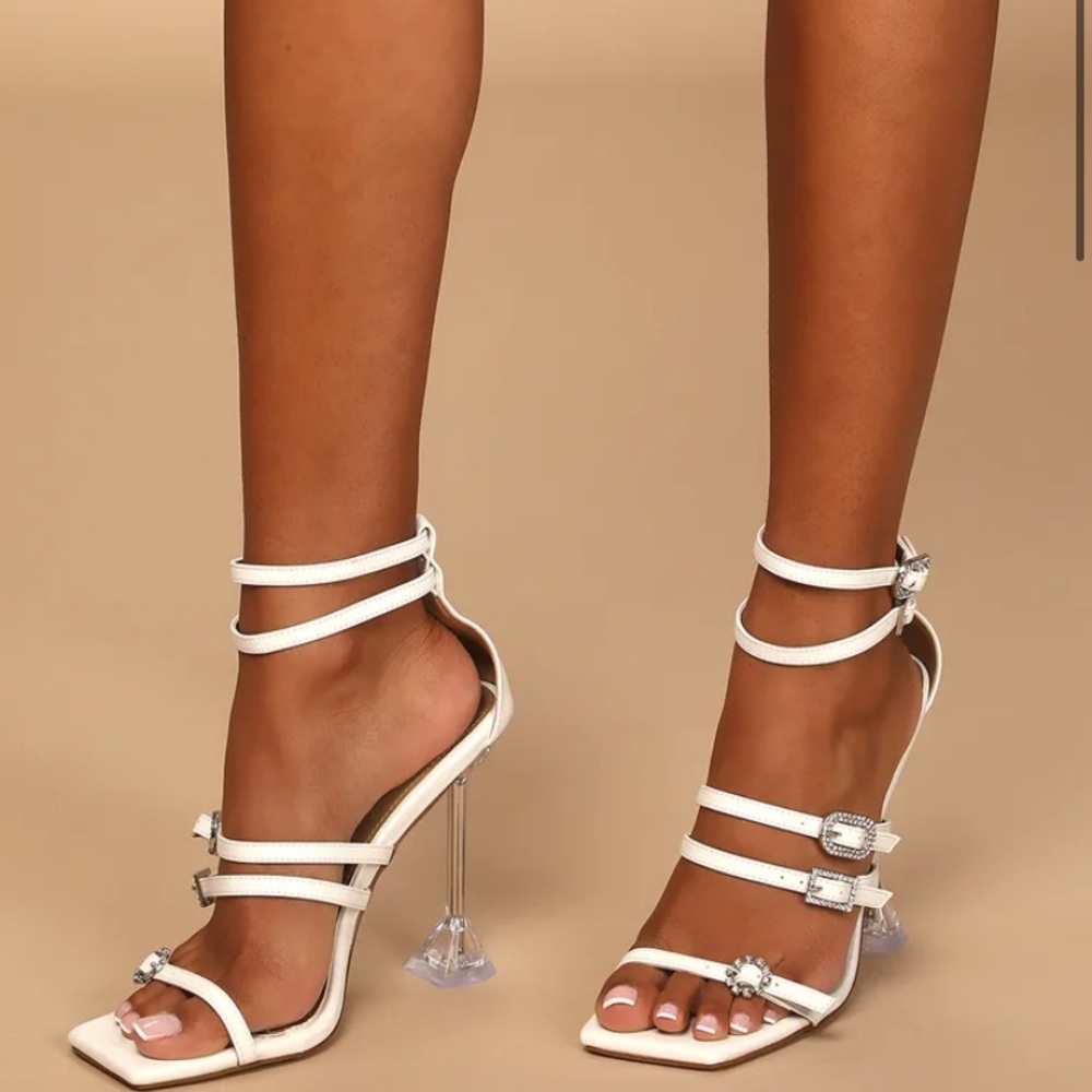 Brand new Lulus gianetta white rhinestone heels 8.5